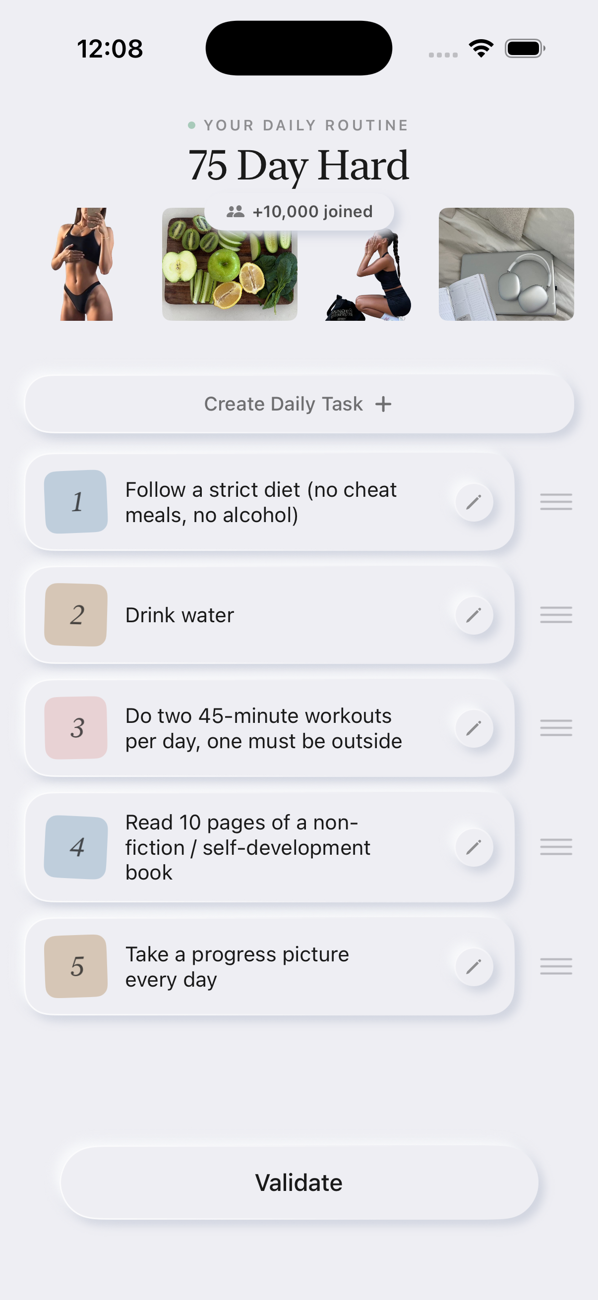 Daily routine with numbered tasks